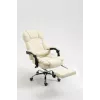 Fotel obrotowy ActiveJet YK7416 — ergonomiczny fotel obrotowy, ekoskóra w kolorze beżowym, metalowa rama, wyściełane oparcie, podnóżek