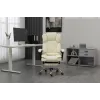 Fotel obrotowy ActiveJet YK7416 — ergonomiczny fotel obrotowy, ekoskóra w kolorze beżowym, metalowa rama, wyściełane oparcie, podnóżek