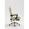 Fotel obrotowy ActiveJet YK7416 — ergonomiczny fotel obrotowy, ekoskóra w kolorze beżowym, metalowa rama, wyściełane oparcie, podnóżek