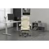 Fotel obrotowy ActiveJet YK7416 — ergonomiczny fotel obrotowy, ekoskóra w kolorze beżowym, metalowa rama, wyściełane oparcie, podnóżek