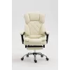 Fotel obrotowy ActiveJet YK7416 — ergonomiczny fotel obrotowy, ekoskóra w kolorze beżowym, metalowa rama, wyściełane oparcie, podnóżek