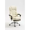 Fotel obrotowy ActiveJet YK7416 — ergonomiczny fotel obrotowy, ekoskóra w kolorze beżowym, metalowa rama, wyściełane oparcie, podnóżek