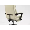 Fotel obrotowy ActiveJet YK7416 — ergonomiczny fotel obrotowy, ekoskóra w kolorze beżowym, metalowa rama, wyściełane oparcie, podnóżek