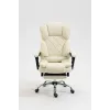 Fotel obrotowy ActiveJet YK7416 — ergonomiczny fotel obrotowy, ekoskóra w kolorze beżowym, metalowa rama, wyściełane oparcie, podnóżek