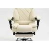 Fotel obrotowy ActiveJet YK7416 — ergonomiczny fotel obrotowy, ekoskóra w kolorze beżowym, metalowa rama, wyściełane oparcie, podnóżek