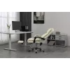 Fotel obrotowy ActiveJet YK7416 — ergonomiczny fotel obrotowy, ekoskóra w kolorze beżowym, metalowa rama, wyściełane oparcie, podnóżek