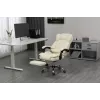 Fotel obrotowy ActiveJet YK7416 — ergonomiczny fotel obrotowy, ekoskóra w kolorze beżowym, metalowa rama, wyściełane oparcie, podnóżek
