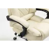Fotel obrotowy ActiveJet YK7416 — ergonomiczny fotel obrotowy, ekoskóra w kolorze beżowym, metalowa rama, wyściełane oparcie, podnóżek