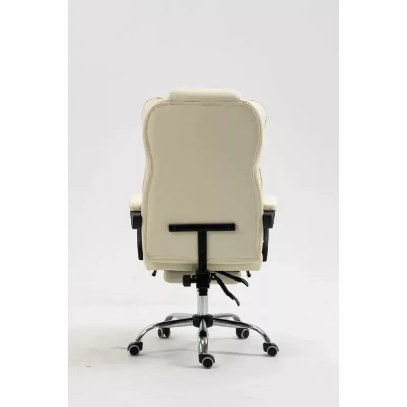 Fotel obrotowy ActiveJet YK7416 — ergonomiczny fotel obrotowy, ekoskóra w kolorze beżowym, metalowa rama, wyściełane oparcie, podnóżek
