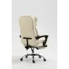 Fotel obrotowy ActiveJet YK7416 — ergonomiczny fotel obrotowy, ekoskóra w kolorze beżowym, metalowa rama, wyściełane oparcie, podnóżek