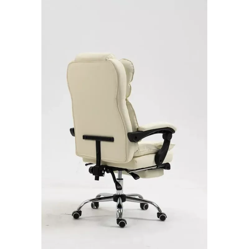 Fotel obrotowy ActiveJet YK7416 — ergonomiczny fotel obrotowy, ekoskóra w kolorze beżowym, metalowa rama, wyściełane oparcie, podnóżek
