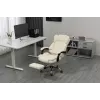 Fotel obrotowy ActiveJet YK7416 — ergonomiczny fotel obrotowy, ekoskóra w kolorze beżowym, metalowa rama, wyściełane oparcie, podnóżek