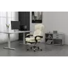 Fotel obrotowy ActiveJet YK7416 — ergonomiczny fotel obrotowy, ekoskóra w kolorze beżowym, metalowa rama, wyściełane oparcie, podnóżek