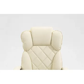 Fotel obrotowy ActiveJet YK7416 — ergonomiczny fotel obrotowy, ekoskóra w kolorze beżowym, metalowa rama, wyściełane oparcie, podnóżek