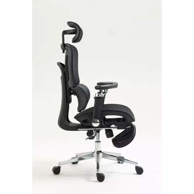Ergonomiczne krzesło biurowe ActiveJet YK848 — siatkowe siedzisko i oparcie, czarne, oparcie 50,5×57 cm, szerokość siedziska 48,5 cm