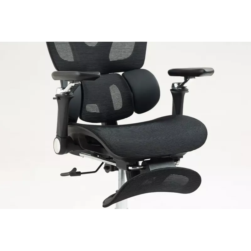 Ergonomiczne krzesło biurowe ActiveJet YK848 — siatkowe siedzisko i oparcie, czarne, oparcie 50,5×57 cm, szerokość siedziska 48,5 cm