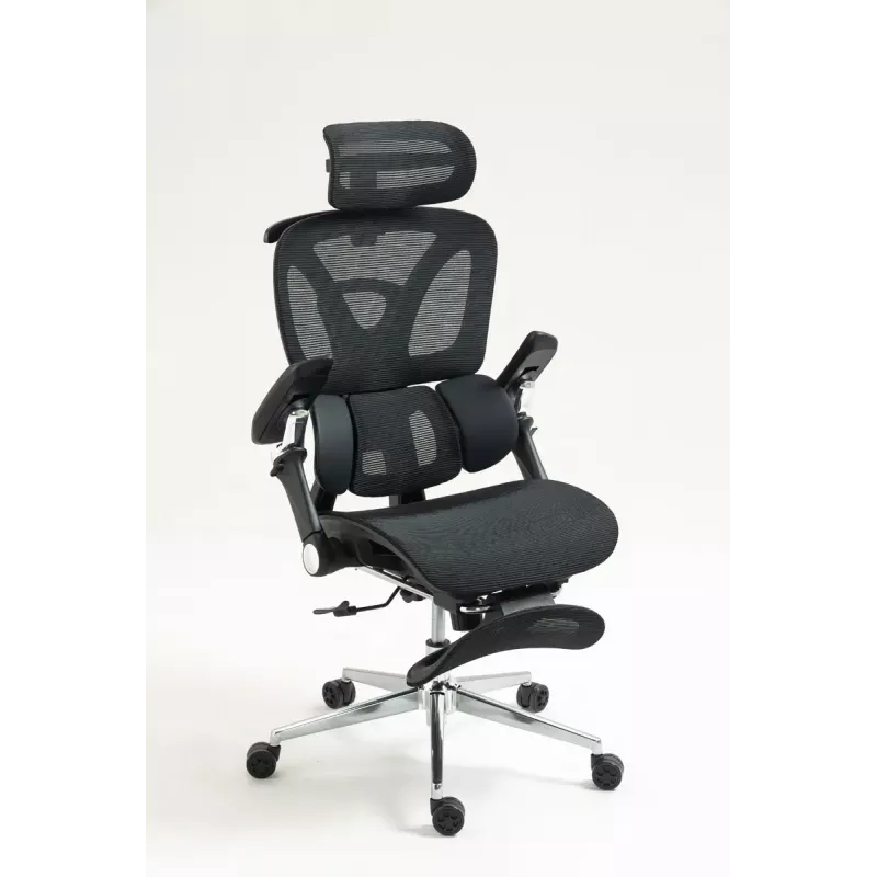 Ergonomiczne krzesło biurowe ActiveJet YK848 — siatkowe siedzisko i oparcie, czarne, oparcie 50,5×57 cm, szerokość siedziska 48,5 cm