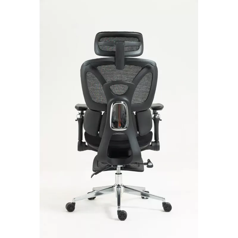 Ergonomiczne krzesło biurowe ActiveJet YK848 — siatkowe siedzisko i oparcie, czarne, oparcie 50,5×57 cm, szerokość siedziska 48,5 cm