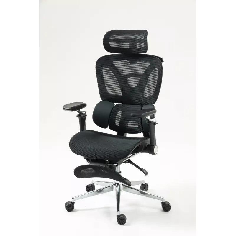 Ergonomiczne krzesło biurowe ActiveJet YK848 — siatkowe siedzisko i oparcie, czarne, oparcie 50,5×57 cm, szerokość siedziska 48,5 cm