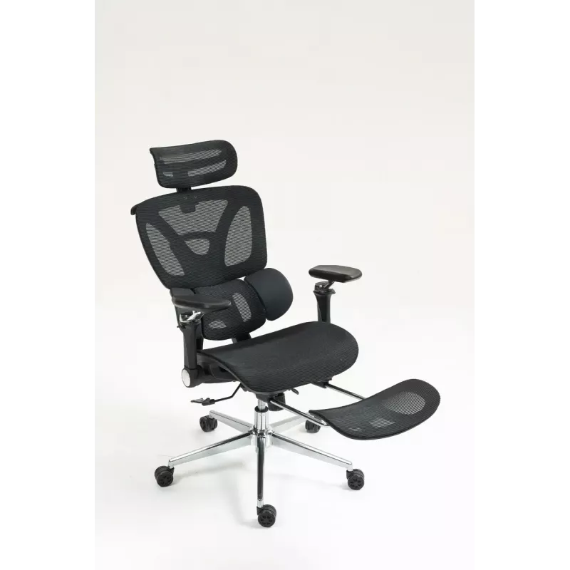 Ergonomiczne krzesło biurowe ActiveJet YK848 — siatkowe siedzisko i oparcie, czarne, oparcie 50,5×57 cm, szerokość siedziska 48,5 cm