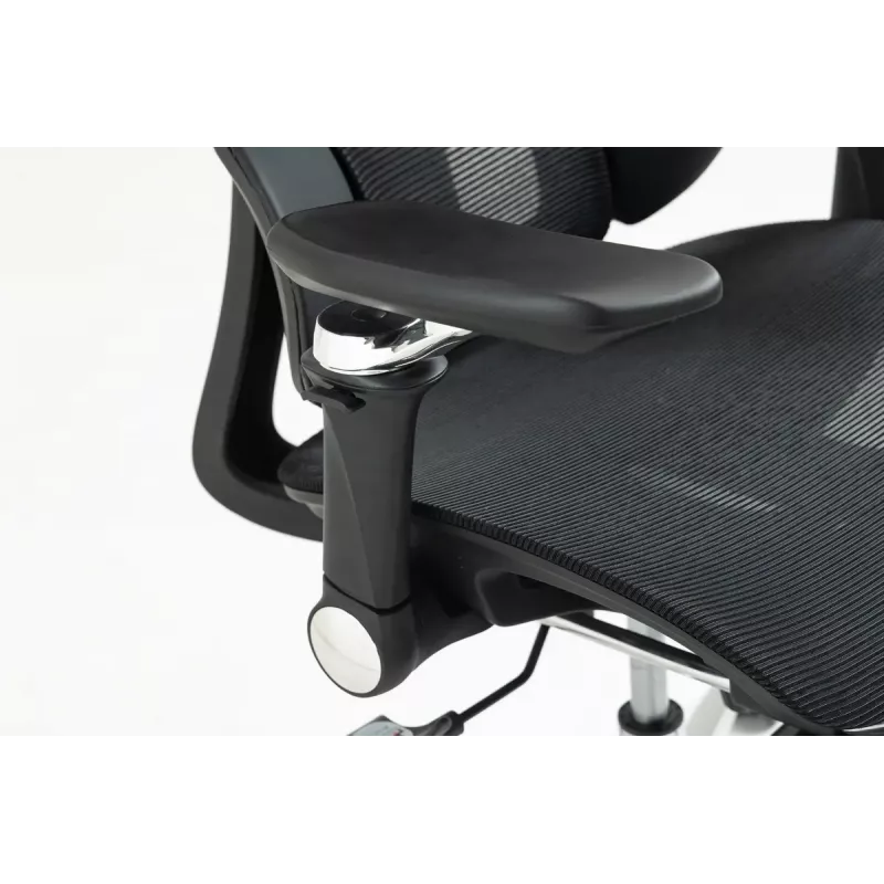 Ergonomiczne krzesło biurowe ActiveJet YK848 — siatkowe siedzisko i oparcie, czarne, oparcie 50,5×57 cm, szerokość siedziska 48,5 cm