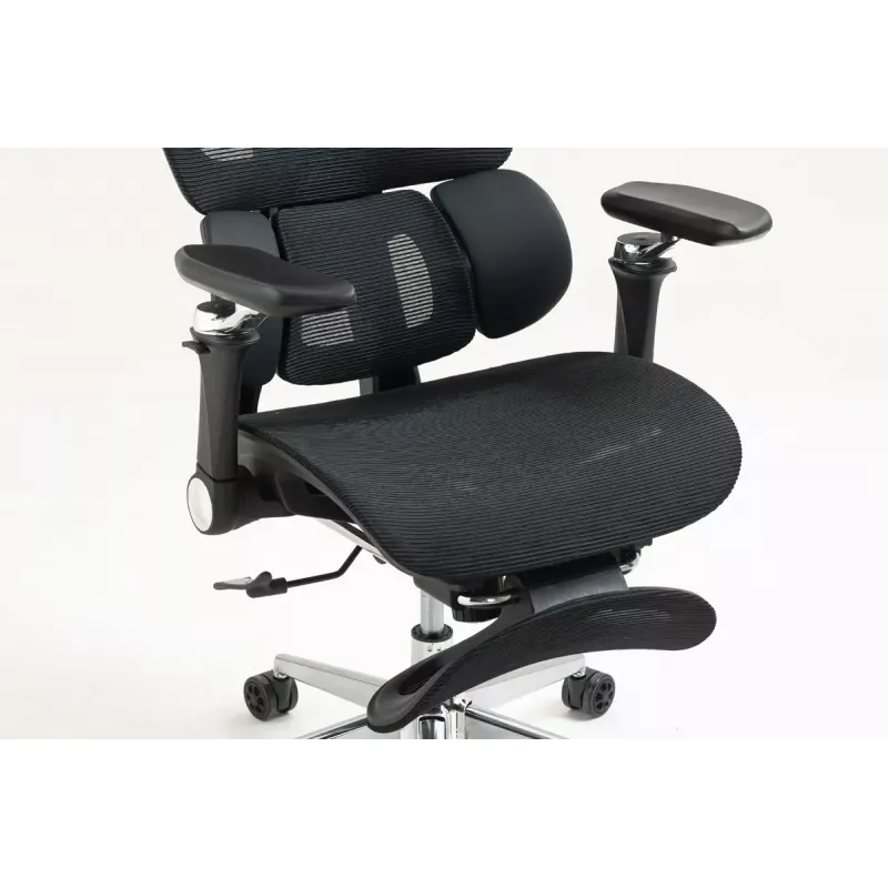 Ergonomiczne krzesło biurowe ActiveJet YK848 — siatkowe siedzisko i oparcie, czarne, oparcie 50,5×57 cm, szerokość siedziska 48,5 cm