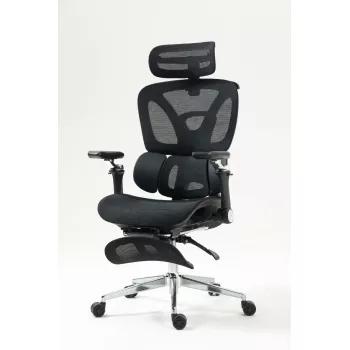 Ergonomiczne krzesło biurowe ActiveJet YK848 — siatkowe siedzisko i oparcie, czarne, oparcie 50,5×57 cm, szerokość siedziska 48,5 cm