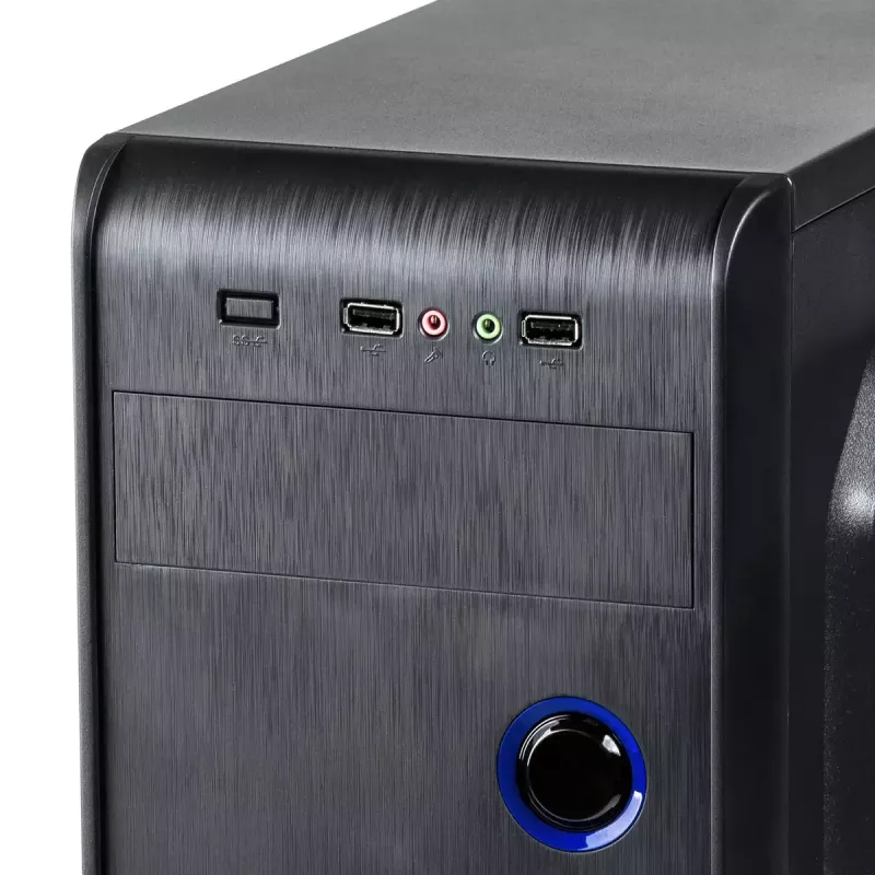 Obudowa PC Akyga AK939BL Midi Tower — obsługa ATX/Micro-ATX, 3×3.5 cala + 3×2.5 cala, GPU do 385 mm, USB 2.0