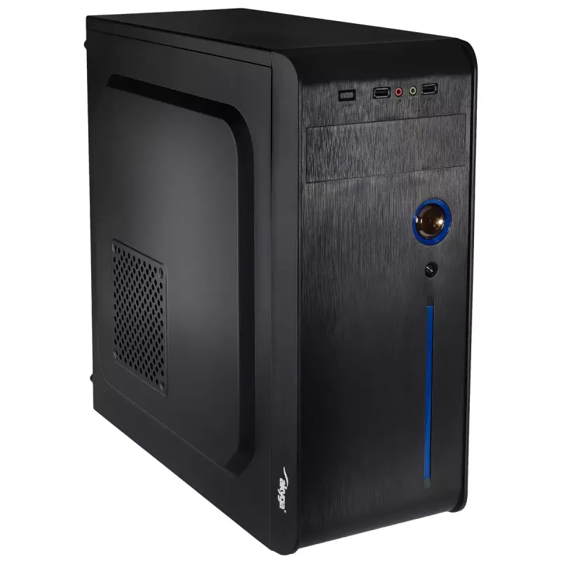 Obudowa PC Akyga AK939BL Midi Tower — obsługa ATX/Micro-ATX, 3×3.5 cala + 3×2.5 cala, GPU do 385 mm, USB 2.0