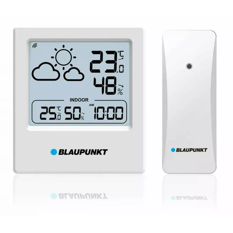 Stacja pogodowa BLAUPUNKT WS10WH — bezprzewodowy monitor temperatury i wilgotności wewnątrz i na zewnątrz