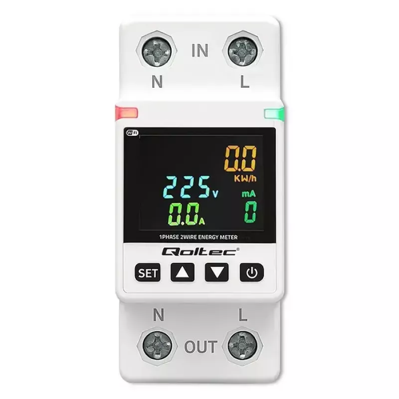 Jednofazowy licznik zużycia energii QOLTEC 50981 DIN35 230V 50Hz