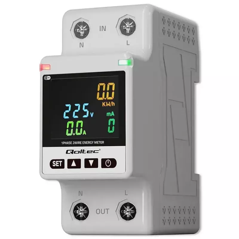 Jednofazowy licznik zużycia energii QOLTEC 50981 DIN35 230V 50Hz