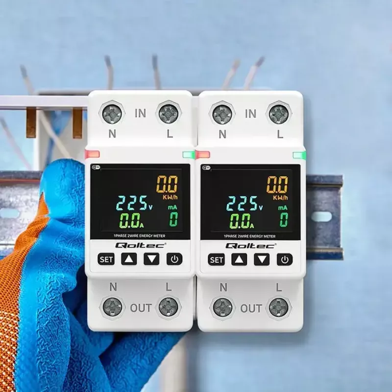 Jednofazowy licznik zużycia energii QOLTEC 50981 DIN35 230V 50Hz