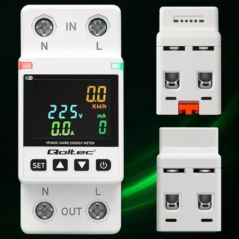 Jednofazowy licznik zużycia energii QOLTEC 50981 DIN35 230V 50Hz