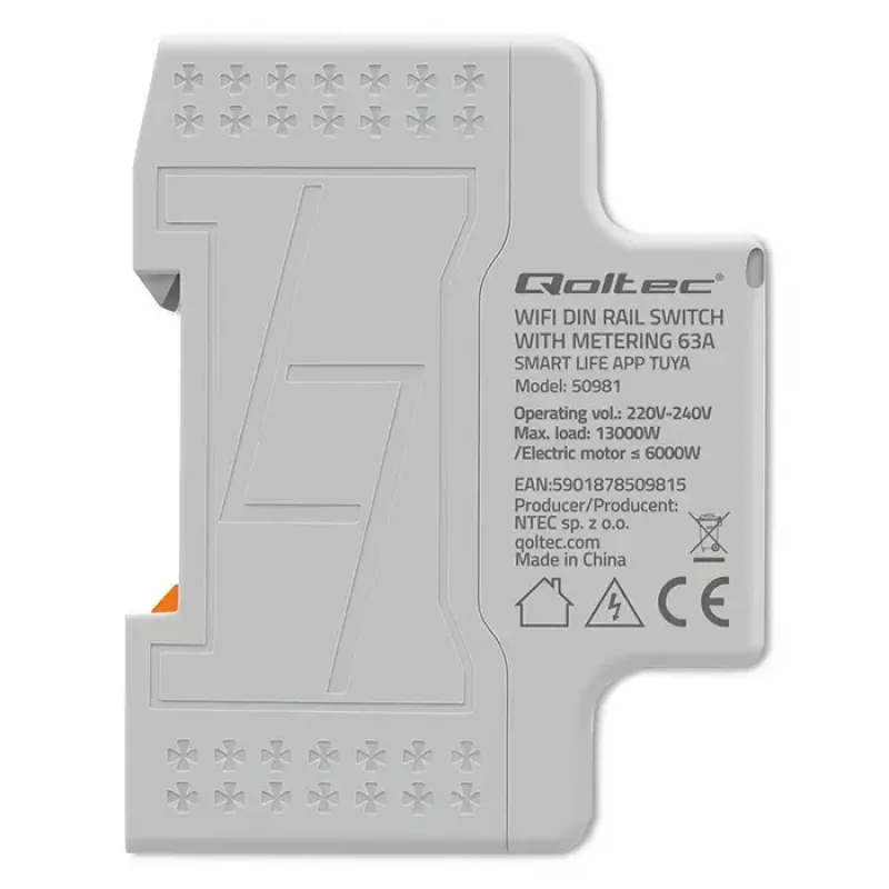 Jednofazowy licznik zużycia energii QOLTEC 50981 DIN35 230V 50Hz