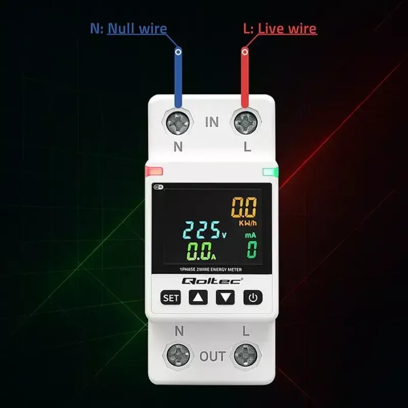 Jednofazowy licznik zużycia energii QOLTEC 50981 DIN35 230V 50Hz