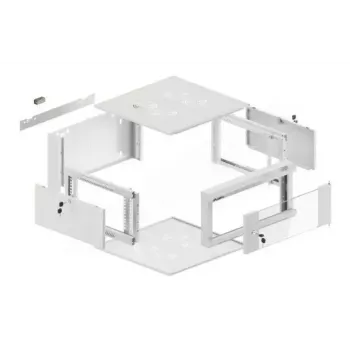 Naścienna szafa rack 19 cali 4U LANBERG WAFA-5604-10S, głębokość 600 mm, szara, drzwi szklane (składana)