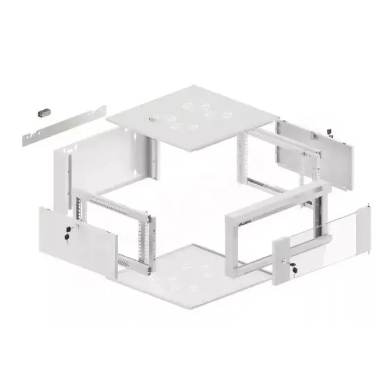 Naścienna szafa rack 19 cali 4U LANBERG WAFA-5604-10S, głębokość 600 mm, szara, drzwi szklane (składana)