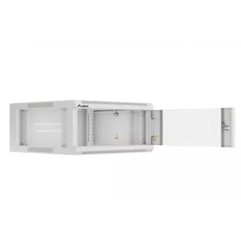 Naścienna szafa rack 19 cali 4U LANBERG WAFA-5604-10S, głębokość 600 mm, szara, drzwi szklane (składana)