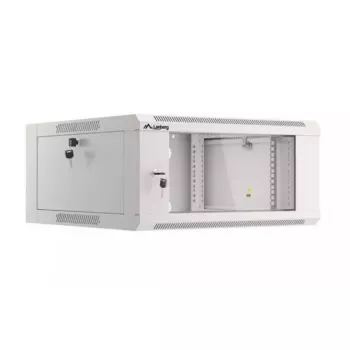 Naścienna szafa rack 19 cali 4U LANBERG WAFA-5604-10S, głębokość 600 mm, szara, drzwi szklane (składana)
