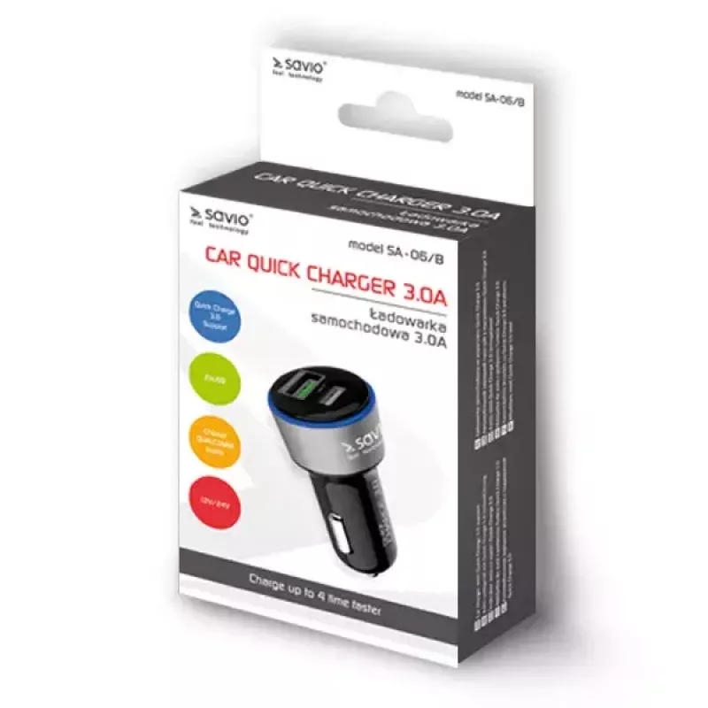 Mobile device charger Savio SA-06/B Smartphone Czarny Cigar lighter Outdoor