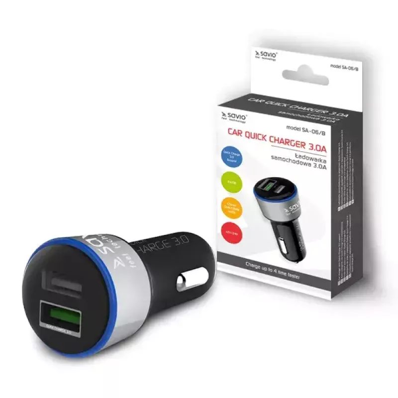 Mobile device charger Savio SA-06/B Smartphone Czarny Cigar lighter Outdoor