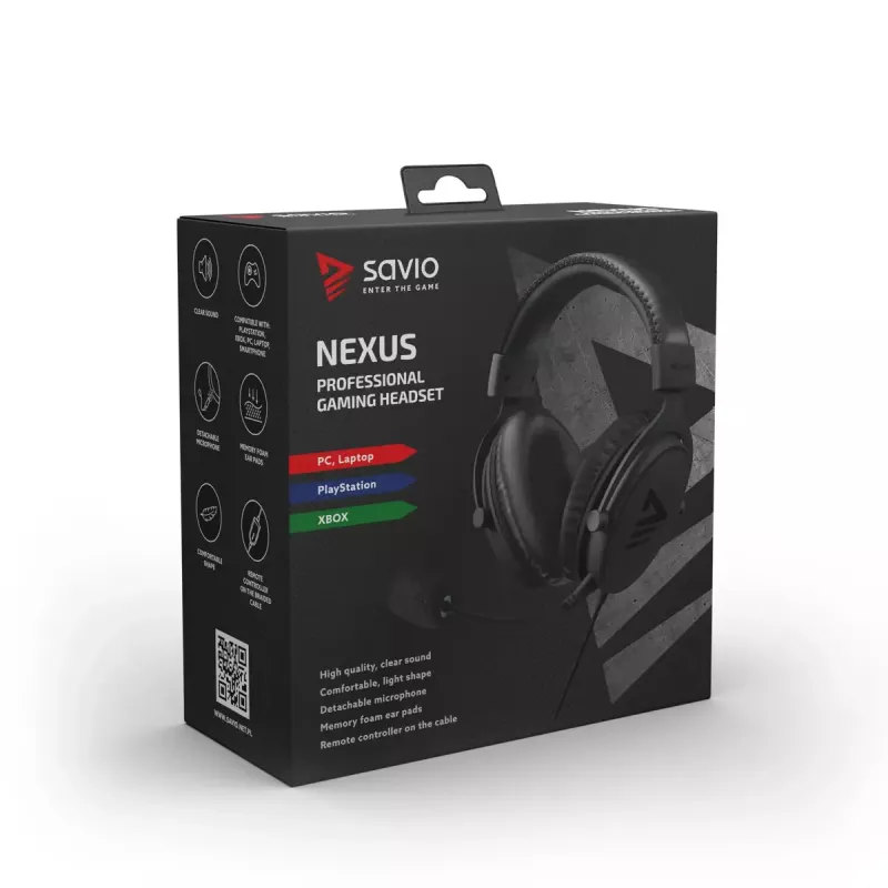 Zestaw słuchawkowy Savio NEXUS Wired Gaming Czarny