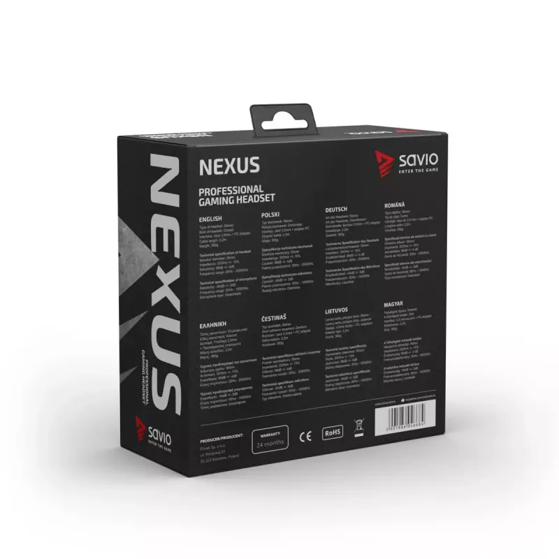 Zestaw słuchawkowy Savio NEXUS Wired Gaming Czarny