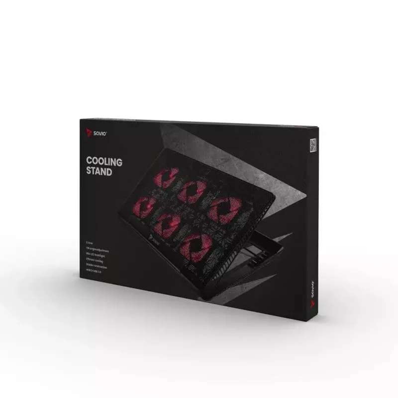 Podstawka chłodząca pod laptopa SAVIO COS-01 z 6 podświetlanymi wentylatorami 2000 RPM, USB 2.0, do ekranów do 17,3 cala