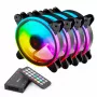 120mm ARGB Case Fan 4-pack SAVIO FAN-01 with Controller and Remote, 12 V, 1200 RPM, 25 dB (Czarny)