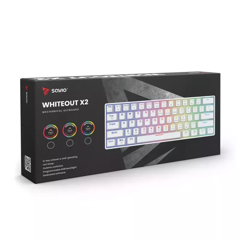 Klawiatura gamingowa Savio WHITEOUT X2 czerwony USB QWERTY mechaniczna 61 klawiszy