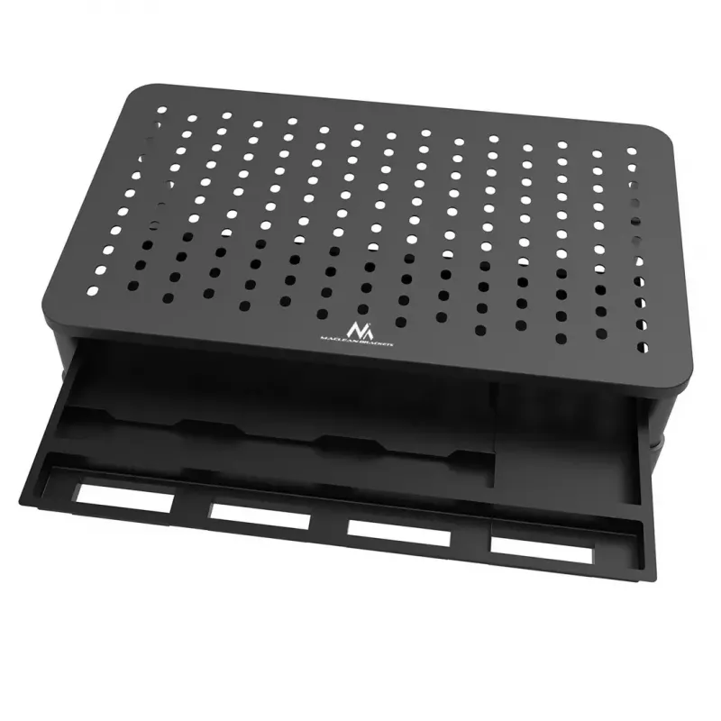 Podstawa pod laptopa MACLEAN MC-946 dla urządzeń 13–32 cale, 3-stopniowa wysokość (11/13/15 cm), szuflada, czarna, do 20 kg