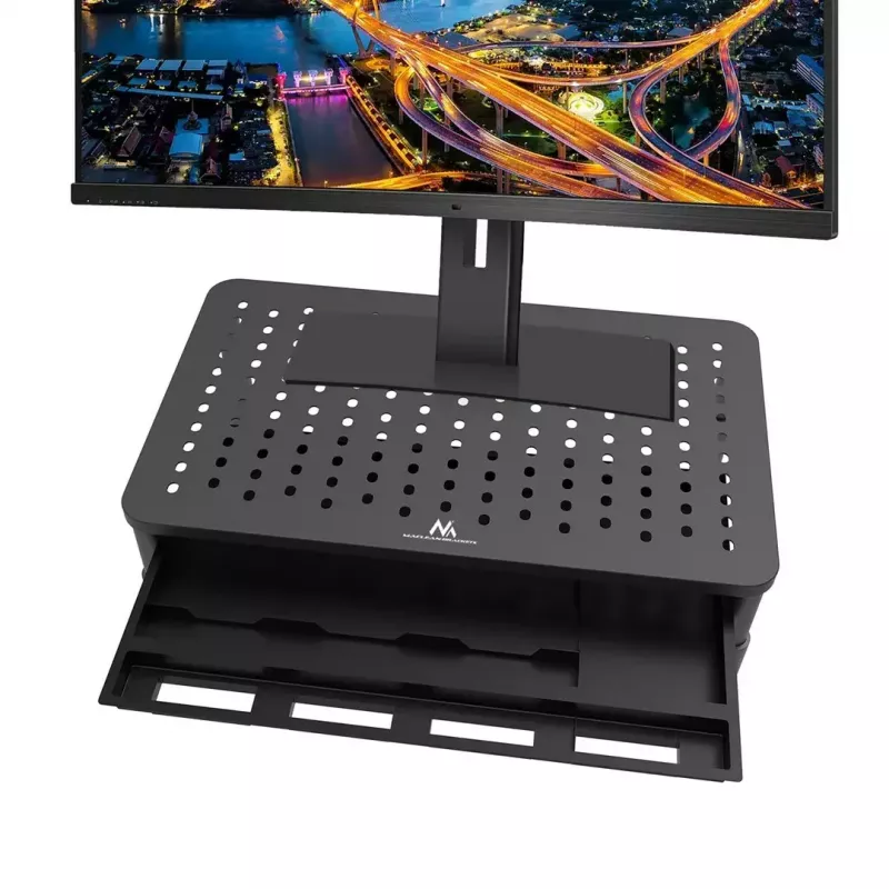 Podstawa pod laptopa MACLEAN MC-946 dla urządzeń 13–32 cale, 3-stopniowa wysokość (11/13/15 cm), szuflada, czarna, do 20 kg