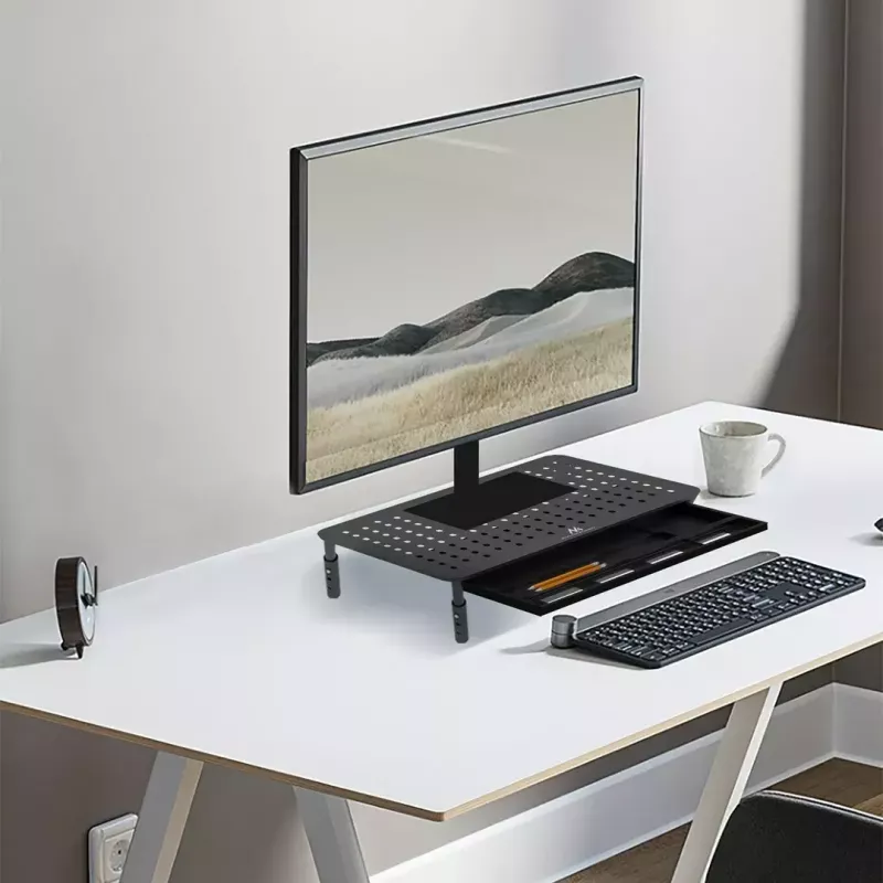 Podstawa pod laptopa MACLEAN MC-946 dla urządzeń 13–32 cale, 3-stopniowa wysokość (11/13/15 cm), szuflada, czarna, do 20 kg